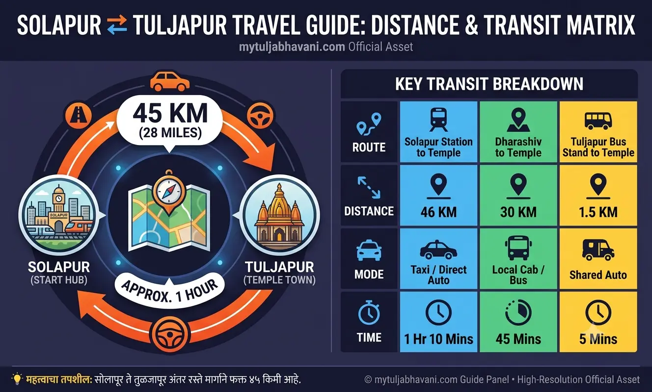 tuljapur to solapur distance