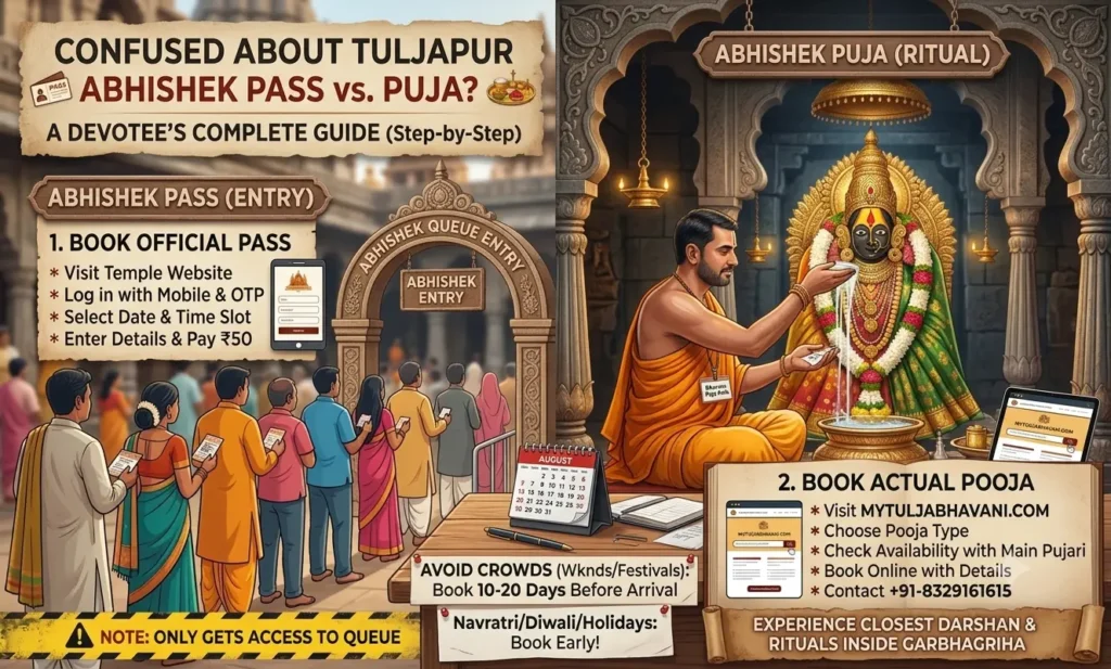 How to book Tuljapur or Tuljabhavani Abhishek Pass Online When to book and the benefits of Abhishek Pooja